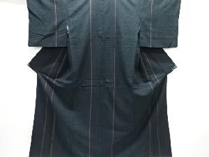 縞織り出し手織り真綿紬着物